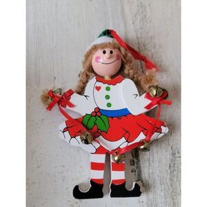 R.O.C. elf girl bell ornament Xmas decor mistletoe
